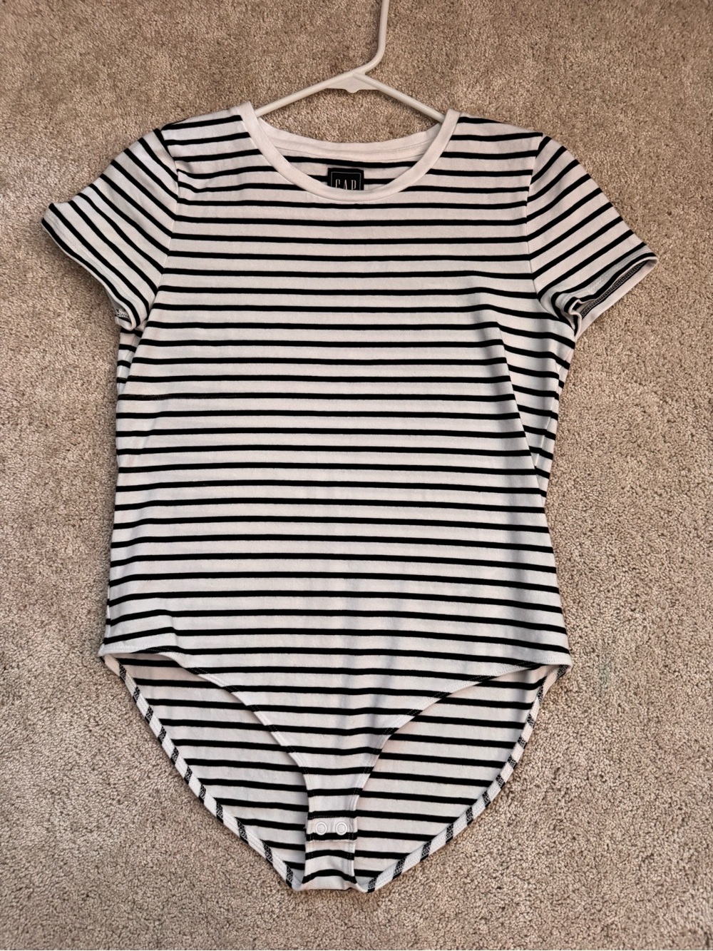 GAP Black and White Striped Short Sleeve Bodysuit